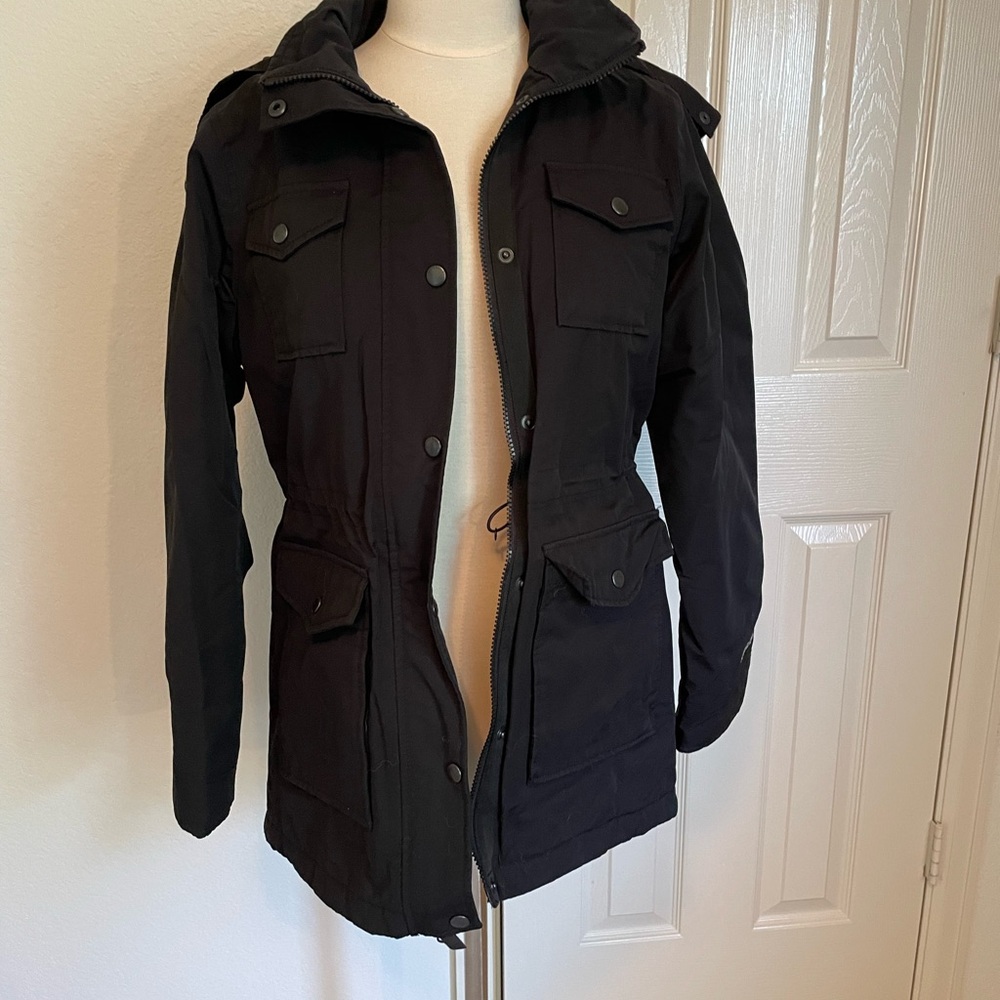 Eddie Bauer Black Hooded fur lined Parka coat Jacket